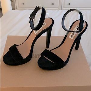 Steve Madden clear and velvet strappy heels